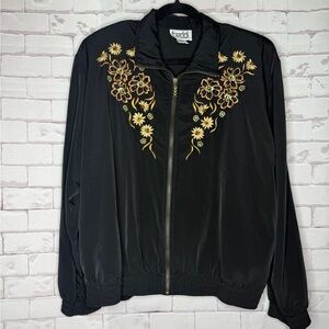 Teddi Black Jacket with‎ Gold Floral Embroidery Sz X-Large
